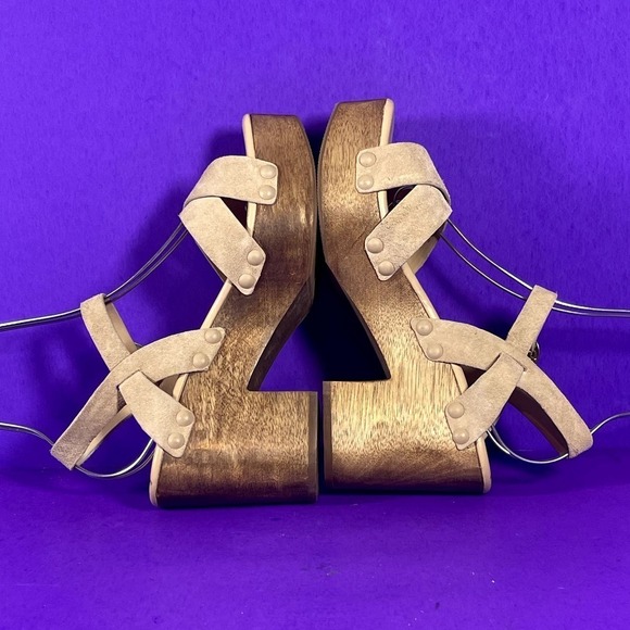 Sam Edelman Women's Beige Suede JOSEFINE Platform Heel Sandals Shoe Size 9.5 - Picture 5 of 8